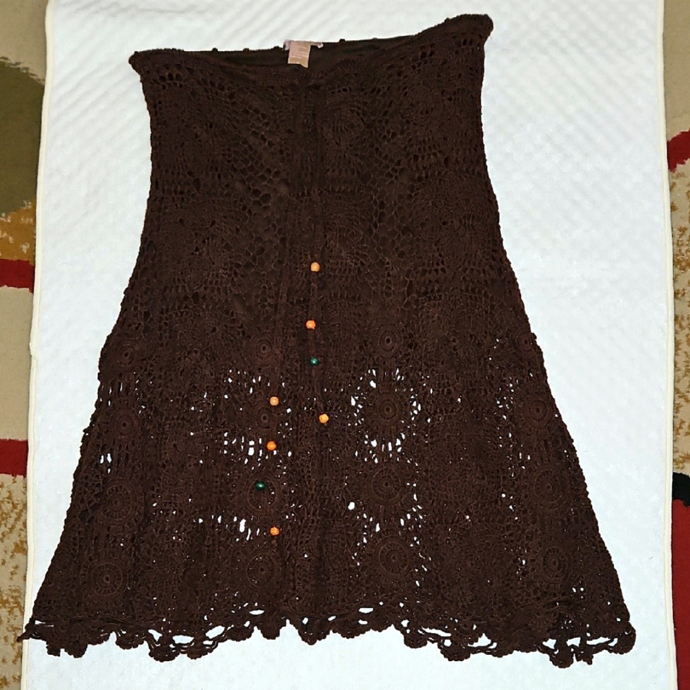 Forever 21 Chocolate Brown Crochet Skirt